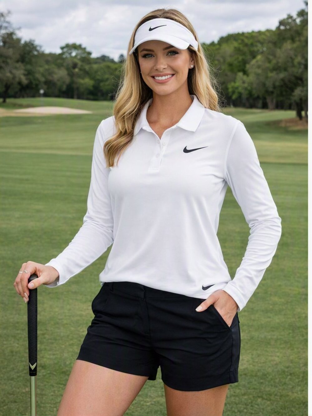 NWT Nike Dri‑Fit Women Sz S Long Sleeve Golf Polos White Athletic‎ Sport Resort